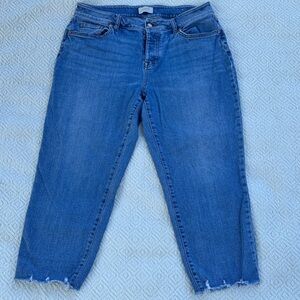 LOFT Curvy Boyfriend Ankle Jeans in Classic Blue Sz 12